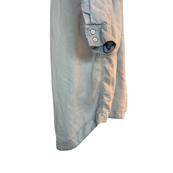 ATHLETA Chambray Shirt Dress L/S Drawstring Waist Pockets Curved Hi-Lo S Tall - Picture 6 of 7